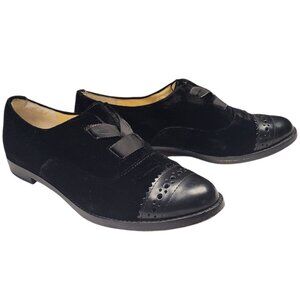 Kate Spade New York Poppin Too Black Velvet Leather Ribbon Tie Womens Size 6